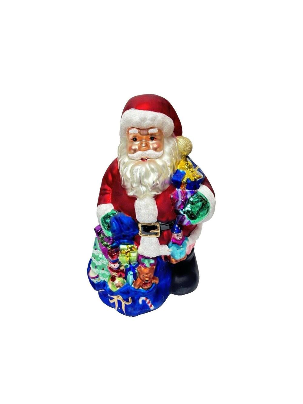 Vintage Santa Claus Christmas Ornament, Glass Carleton Cards Tree Decor RARE NEW